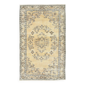 5x9 Vintage Yellow & Green Oriental Turkish Rug, 157x273Cm