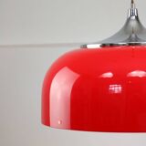 Grande suspension rouge Space Age de Guzzini, années 1960