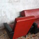 3-seater sofa and 2 rockabilly chairs in red and black skai
