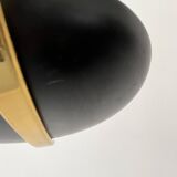 Black metal and brass arc pendant light "Les Activités" by Lucien Gau, Paris 1960