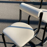Pair of 1980s high chairs in leather and metal
