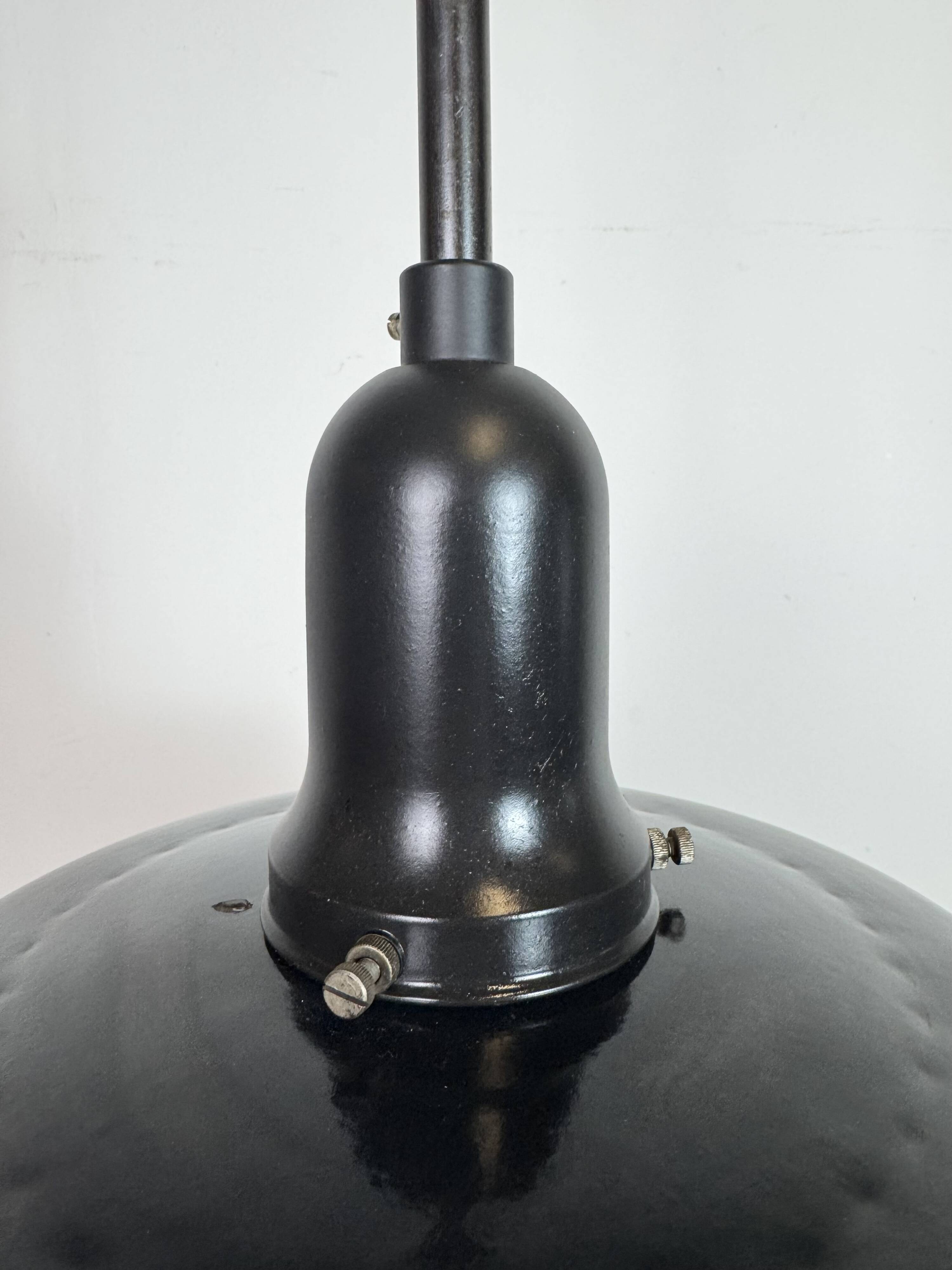 Industrial Black Enamel Factory Lamp with Porcelain Top, 1950s