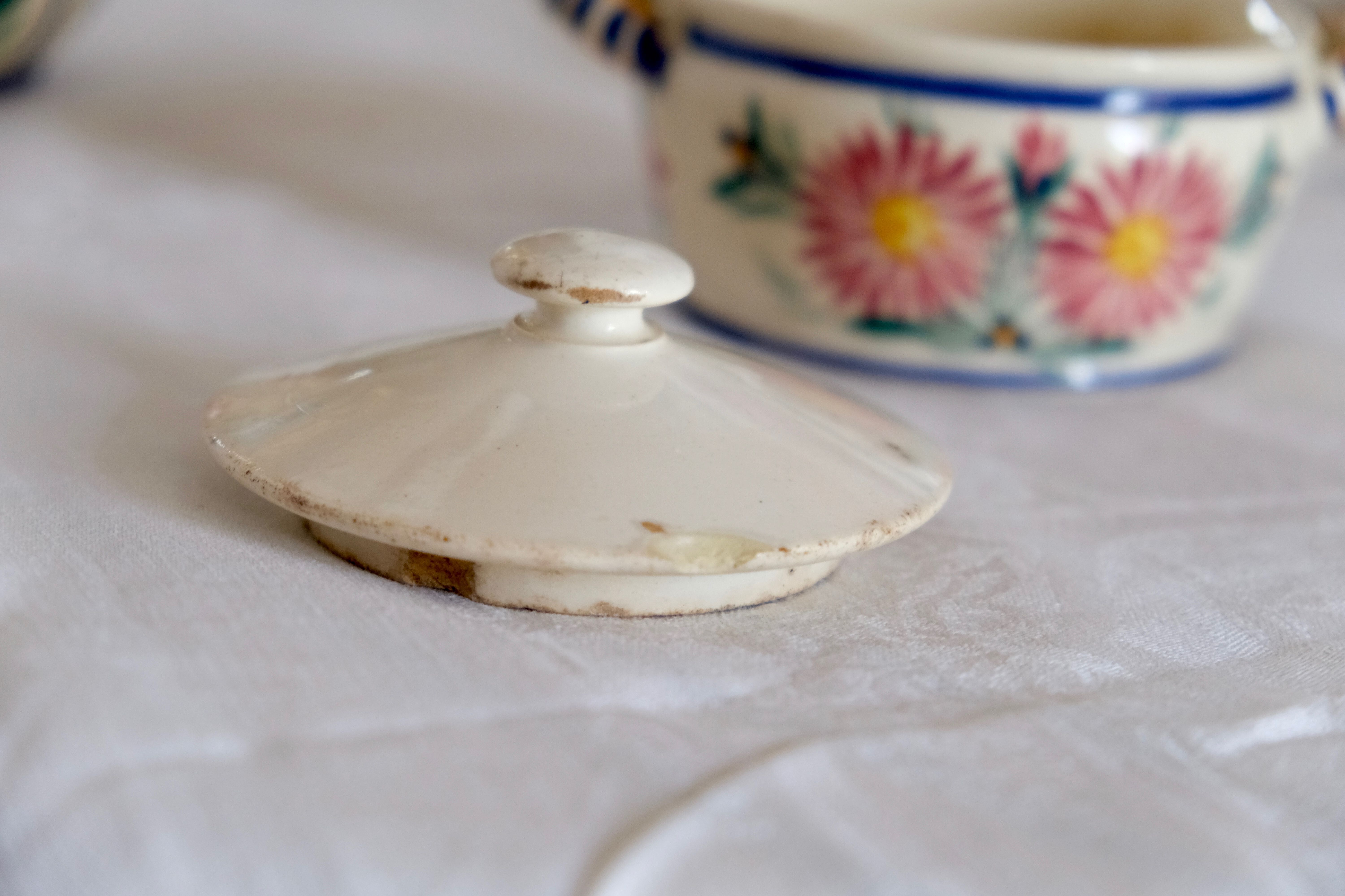 Pot à sucre sucrier faïence Quimper antique