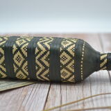 Set of 2 decorative vintage bottles covered with leather & wicker