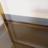 Artelano vintage bookcase shelves in gold metal smoked glass from the 70s