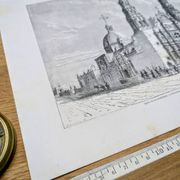 Cathedral of Chihuahua, Mexico. Printed illustration from 1861.
