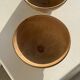 Set of 3 vintage mini bowls on foot, stoneware on pedestal H9 D10.