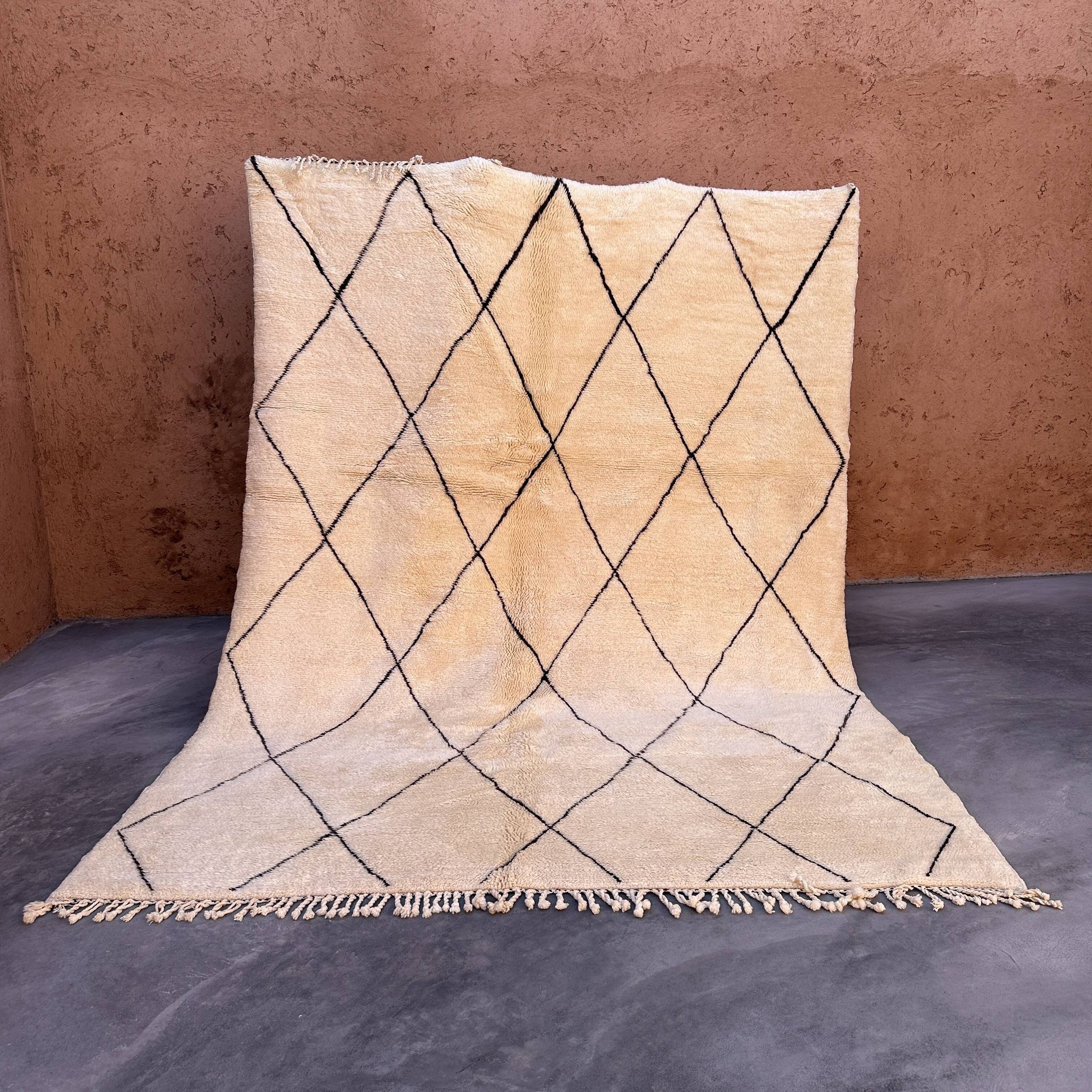 Tapis Marocain Beni M'Rirt blanc - 26 x 304 cm