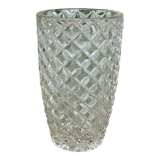 Vase en verre transparent vintage pointes diamants
