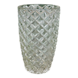 Vase vintage transparent glass diamond tips
