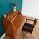 Retro Teak 1960s Danish Tambour Front Roll Top Bureau Writing Desk