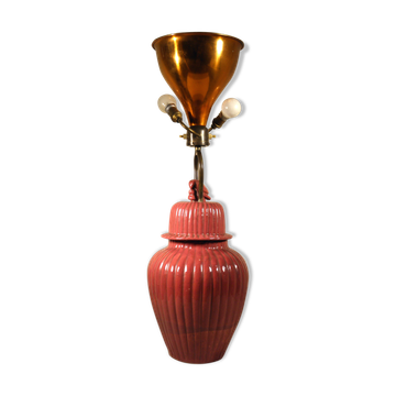 Art Deco three-light ceramic lamp