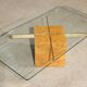 Table basse en loupe d'orme et verre trempé par Jean Claude Mahey pour roche bobois années 70