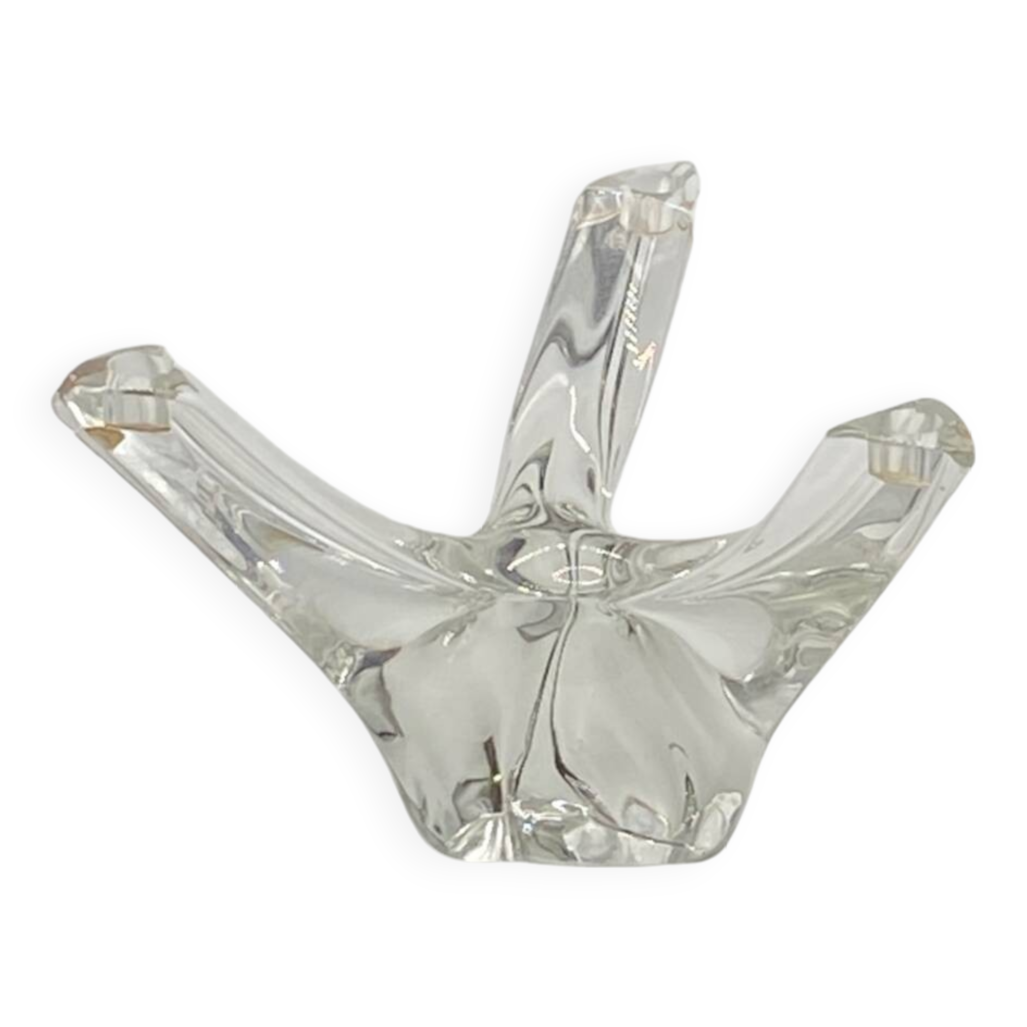 Daum France 3-branch crystal candle holder