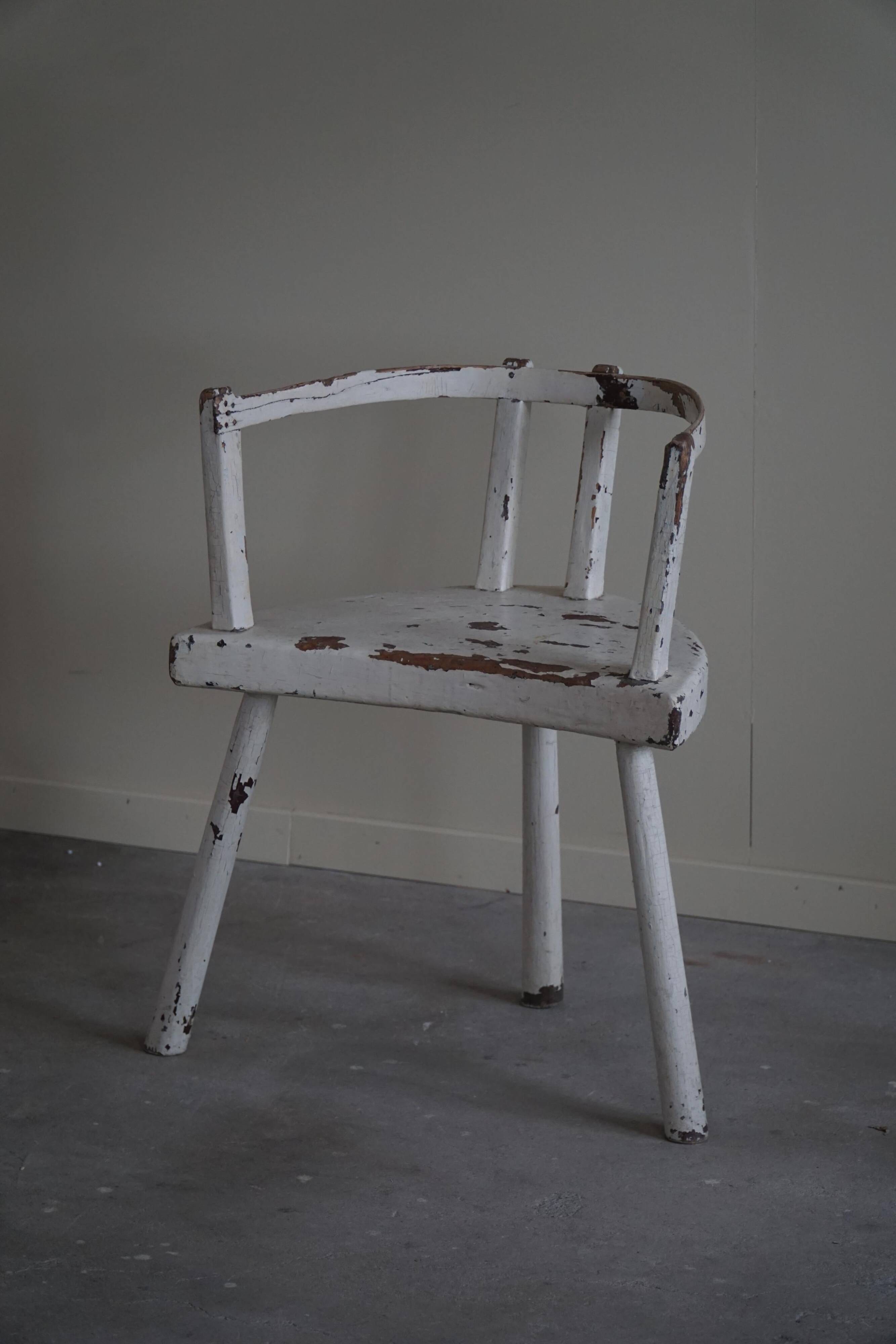 Decorative armchair painted white, Wabi Sabi, early 20th century