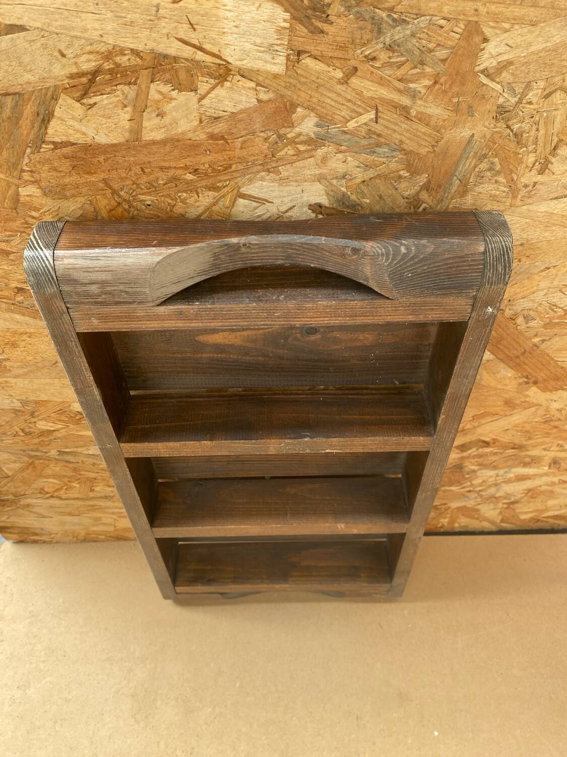 Antique 3 Compartment Wooden Hanging Spice Rack Vintage #B193