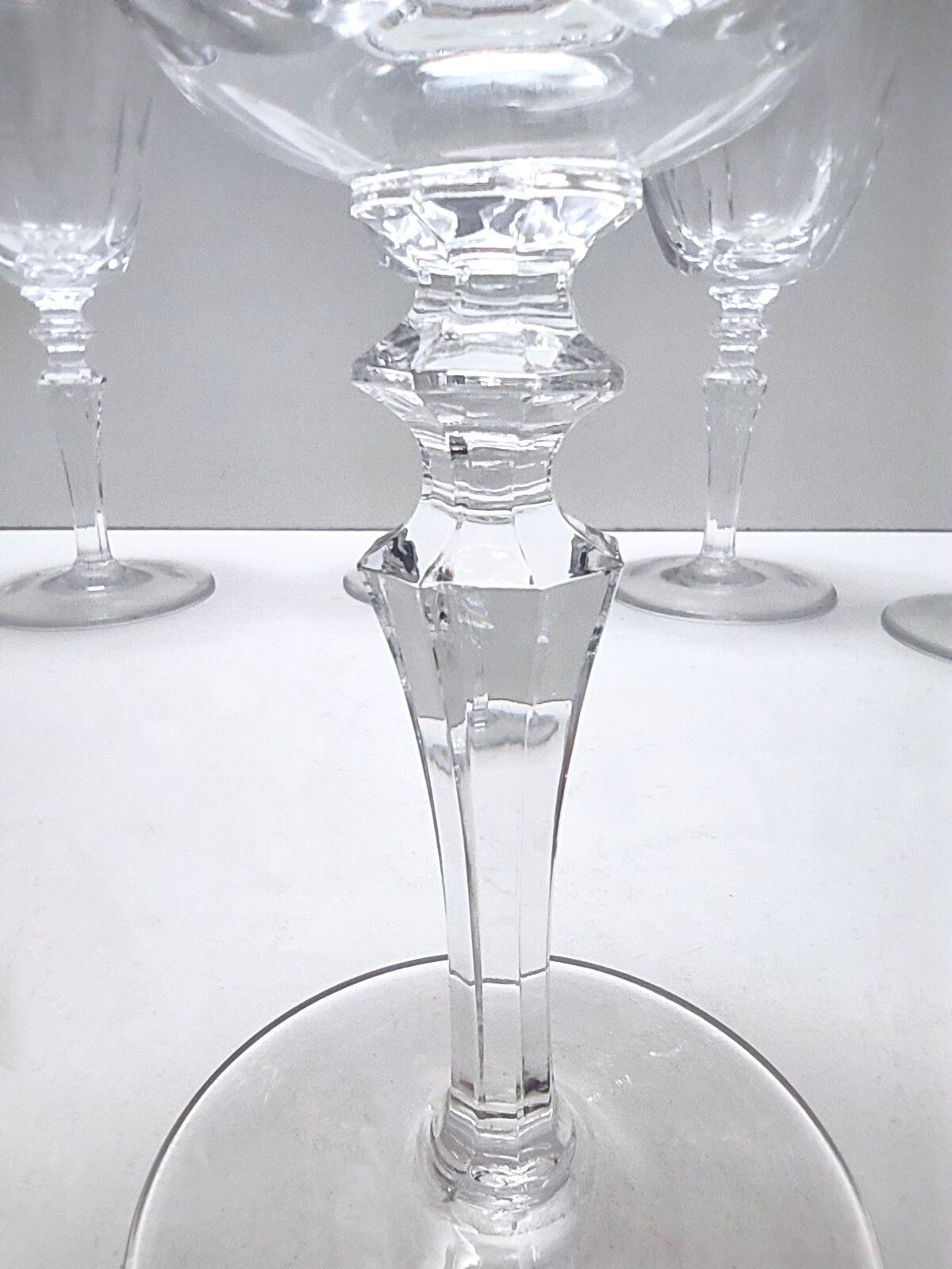 Postmodern Set of 8 Baccarat Crystal Champagne Coupes, France