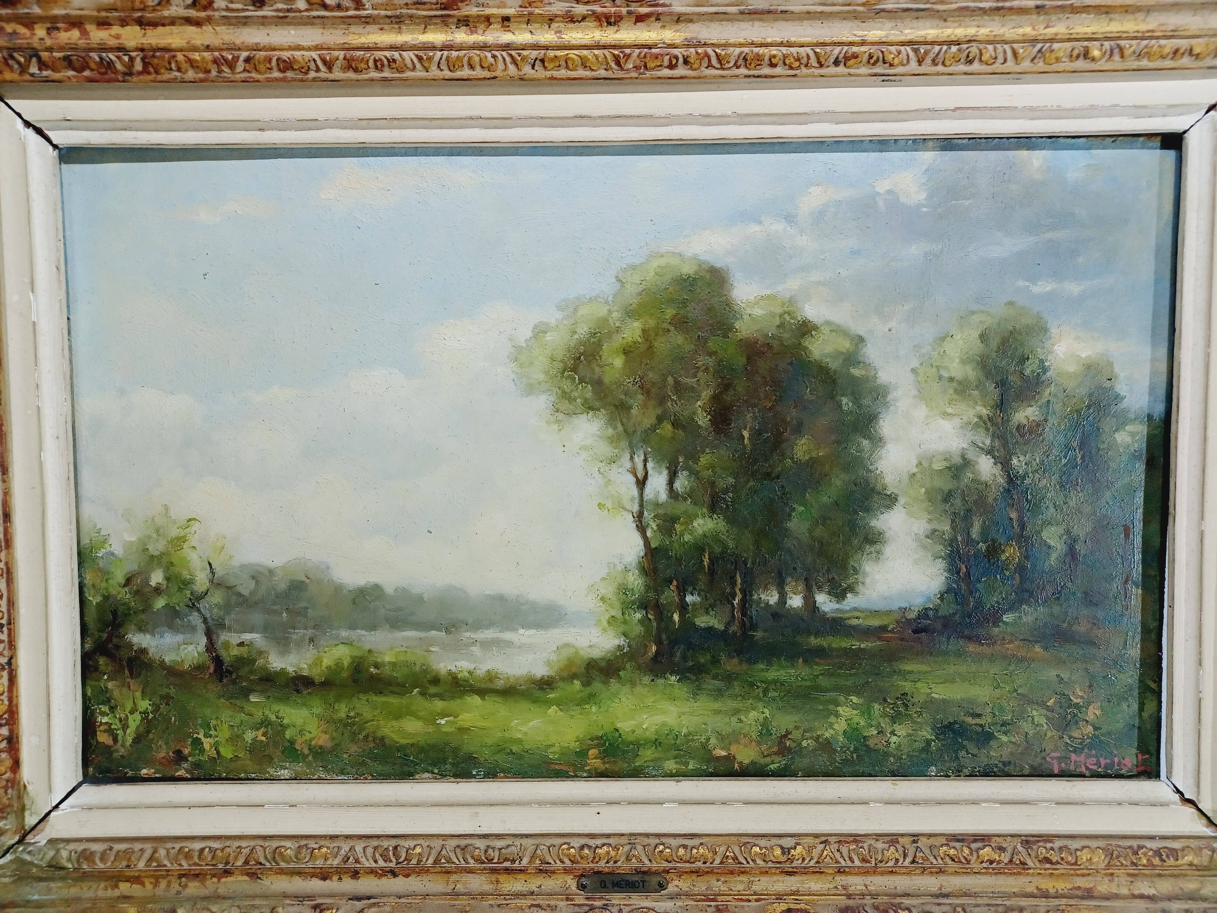 G. Mériot - Oil on panel "The Creuse at Bénévent"