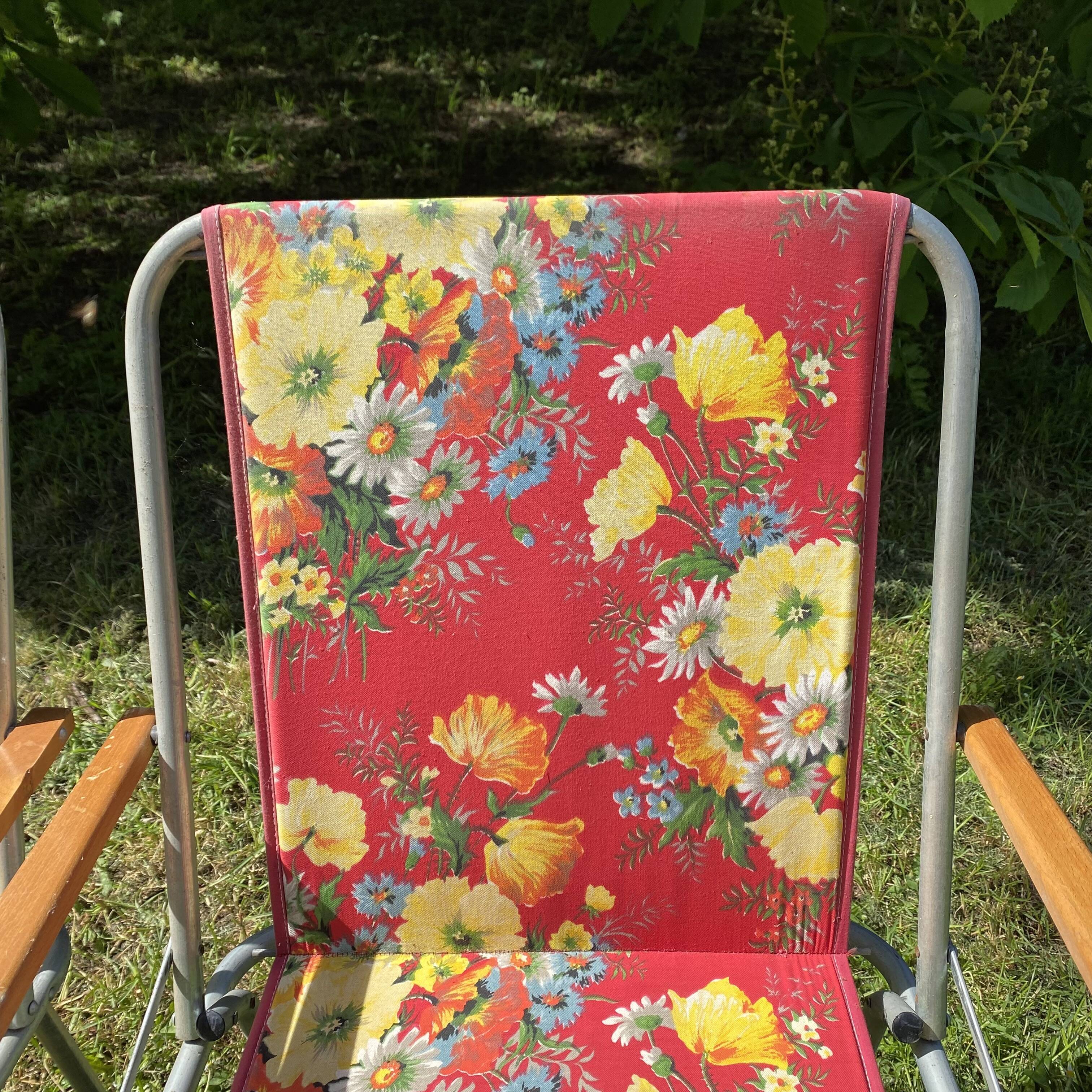 60s floral camping folding chairs