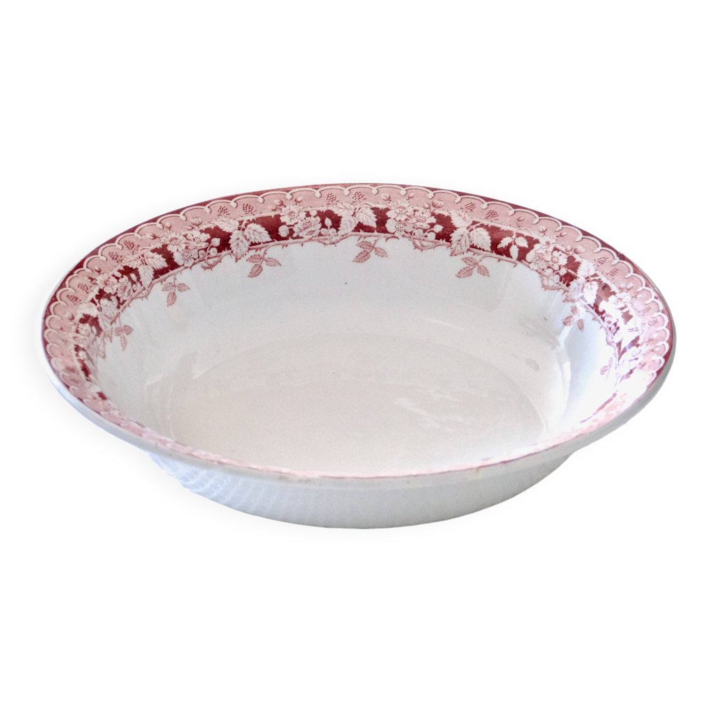 ANCIEN GRAND PLAT Rond Creux Terre De Fer Chardons Gien EUR 35,00 - FR