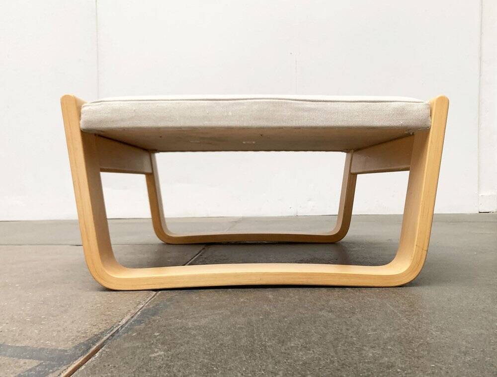 Pulkka lounge chair set in mid-century style with ottoman by Ilmari Lappalainen for Asko, Finland, 1960s.