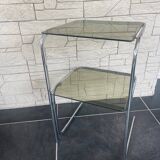Superb little glass and metal table.