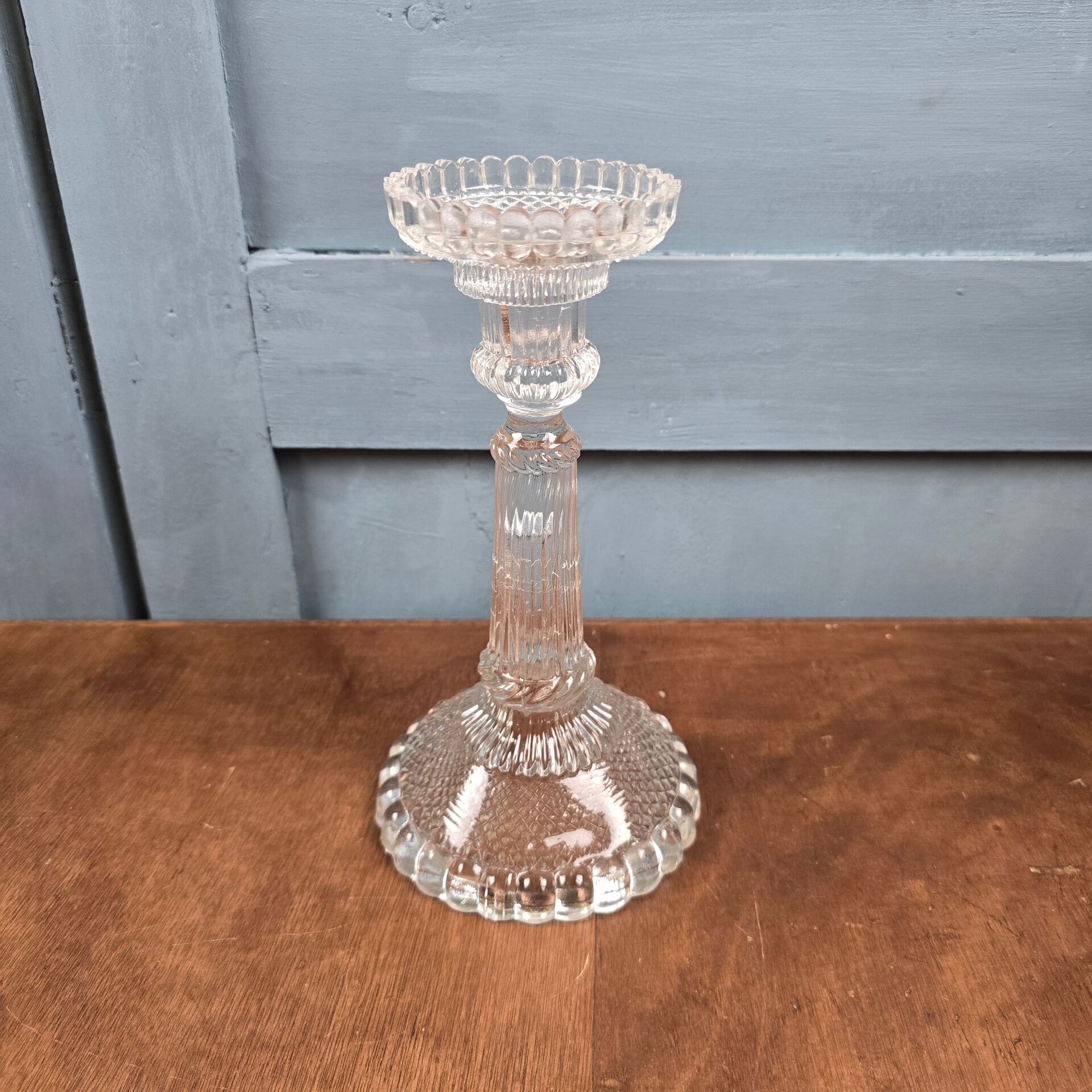 Old large moulded glass candlestick