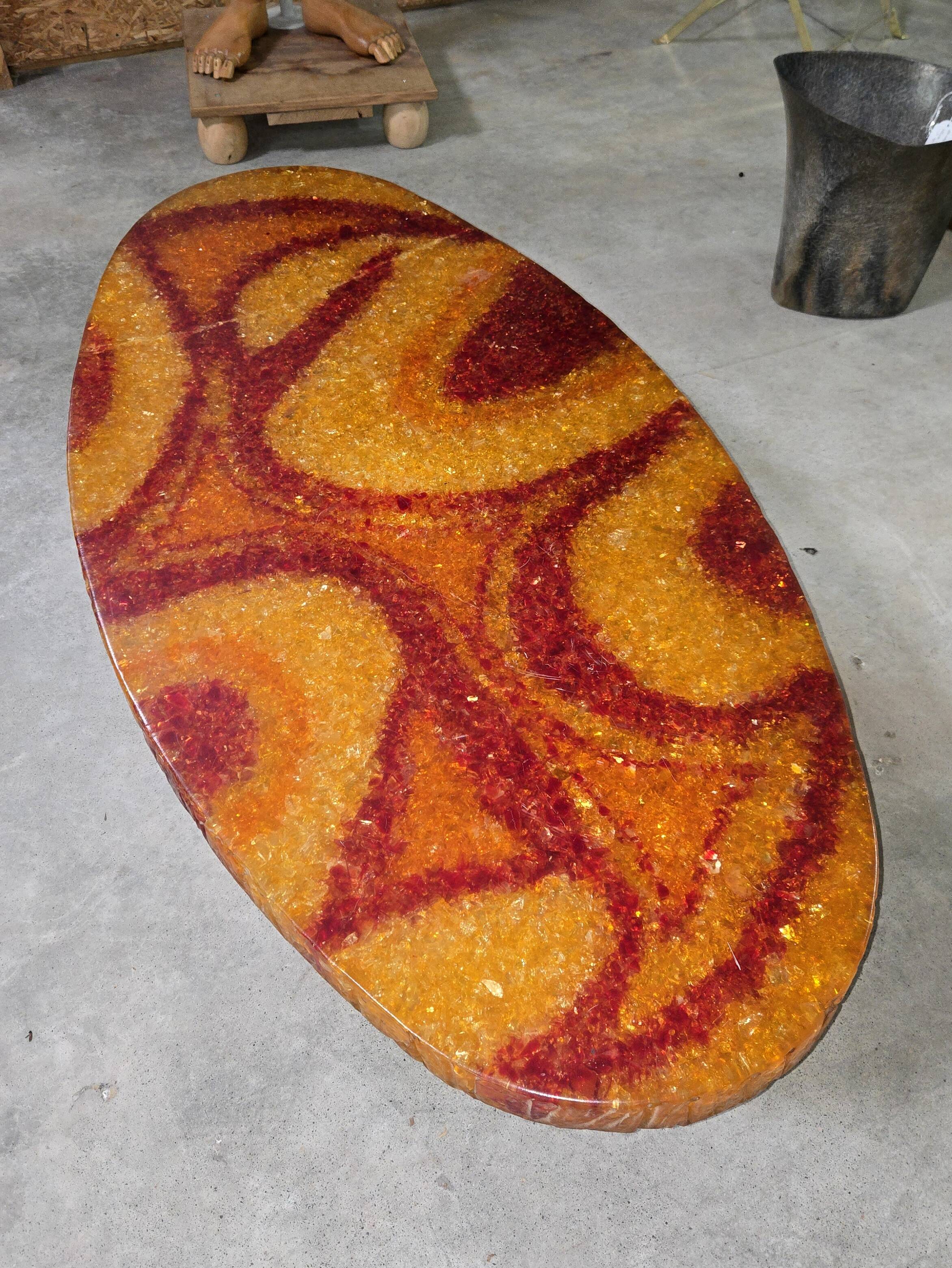 Accolay - Large designer coffee table in resin – Abstract decor – 1970s