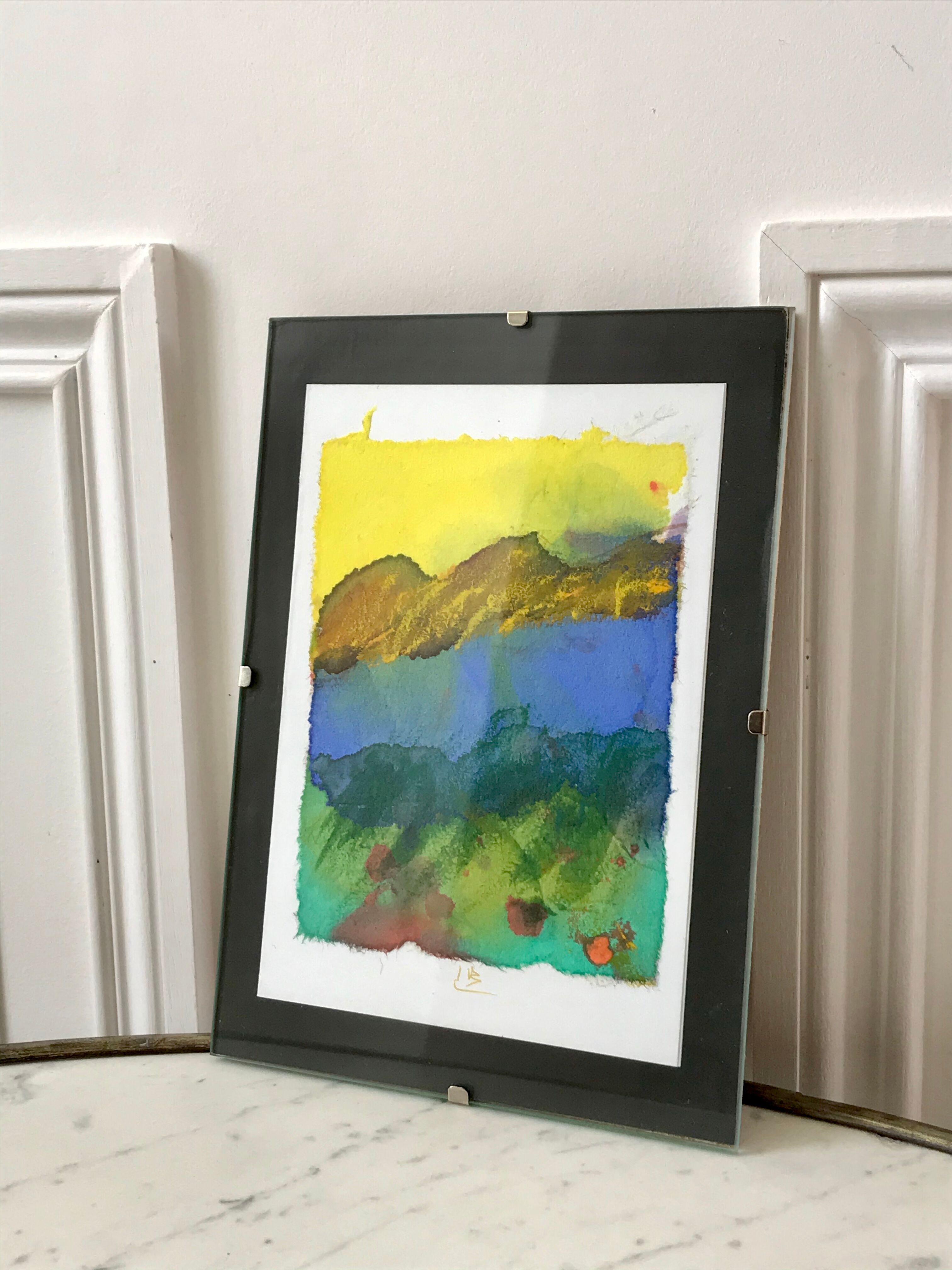 Landscape watercolor signed vintage coaster