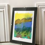 Landscape watercolor signed vintage coaster