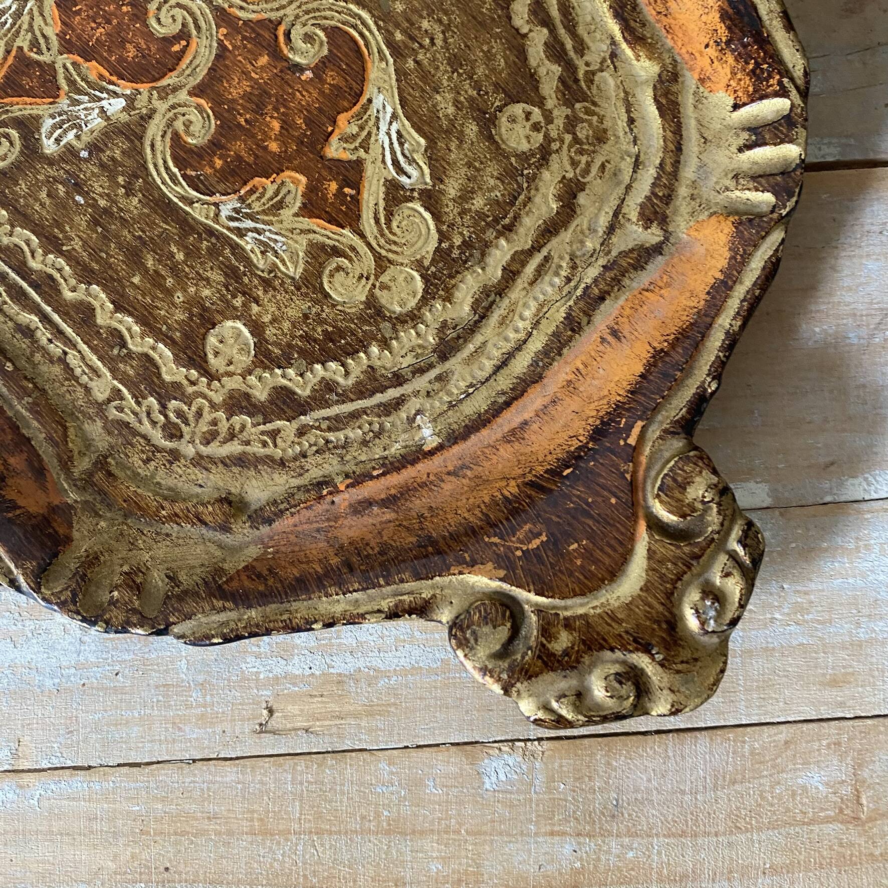 Small ochre and gold Florentine tray