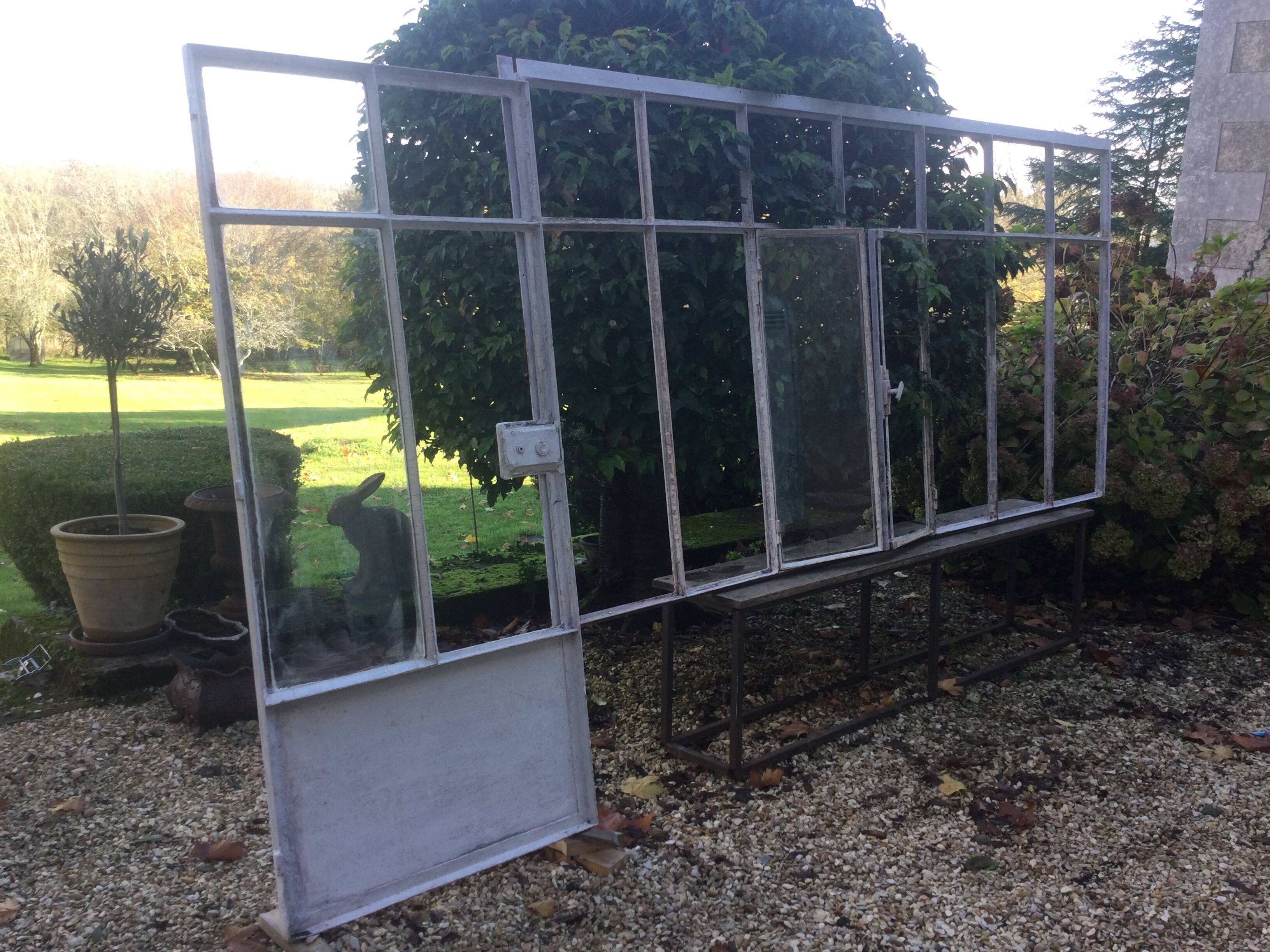 Old glass roof with door and window