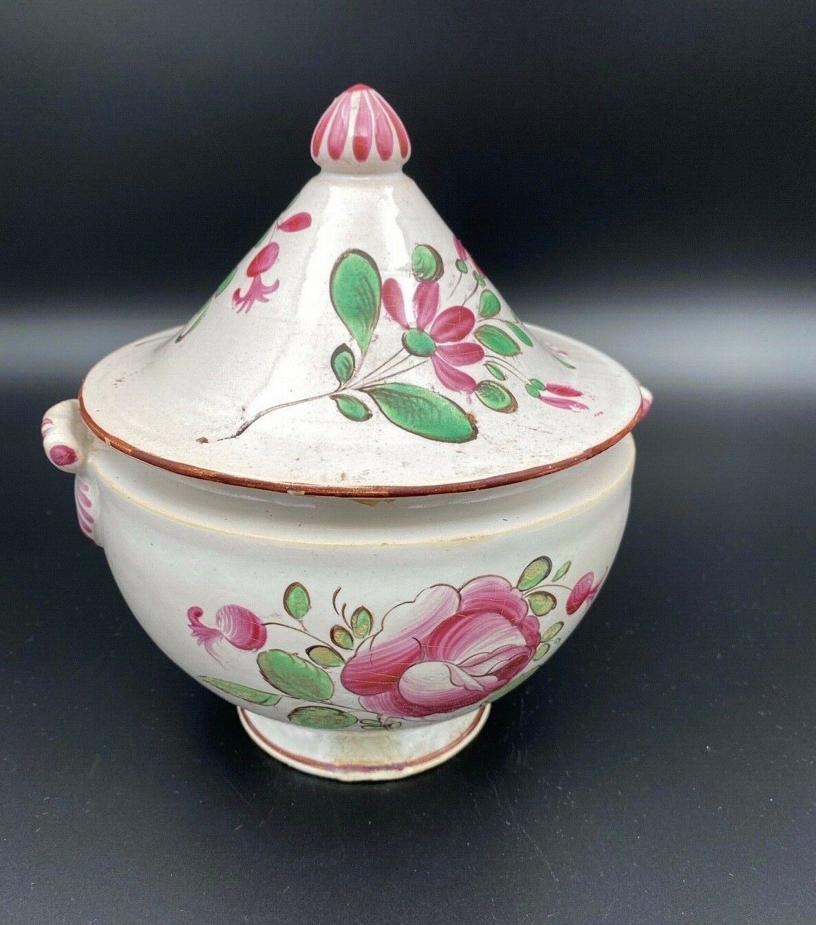 Soupiere faience of east Luneville with decor floral catches xix eme
