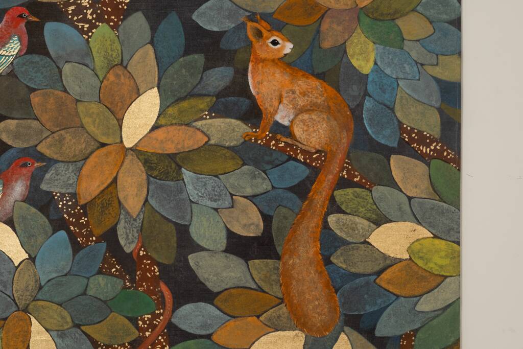 Painted canvas, contemporary decorative panel, "The Lost Paradise"