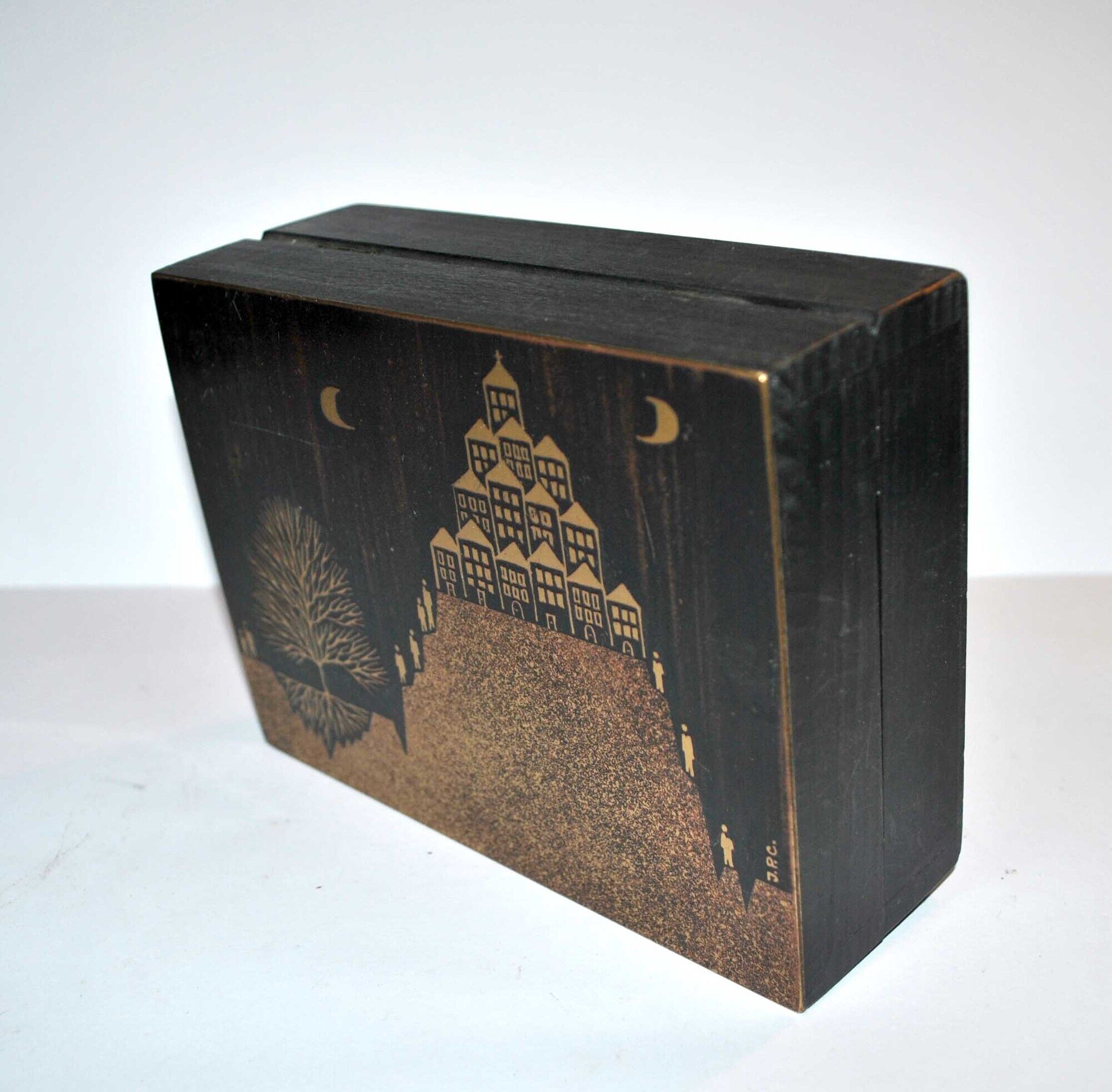 Box modernist box in wood and brass engraved DESIGN Artist JP Chevalier Dinanderie