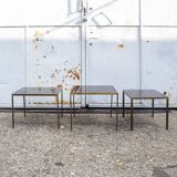 Three small tables in brass and mirrored glass vintage 1960s Italy