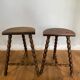 Pair of vintage wooden slag stools