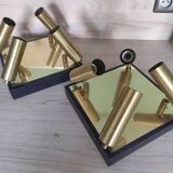 Ceiling lamp or wall lamp 4 spots with ball joints gilded metal rigitulle