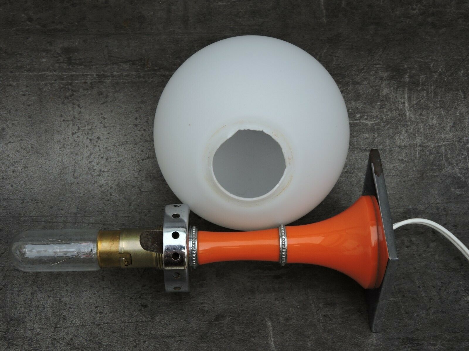 Vintage bedside lamp design orange 1960