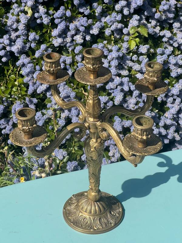 Antique Brass Candlestick – Louis XVI Style, 20th Century