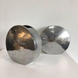 Series of two 70s style aluminum vases