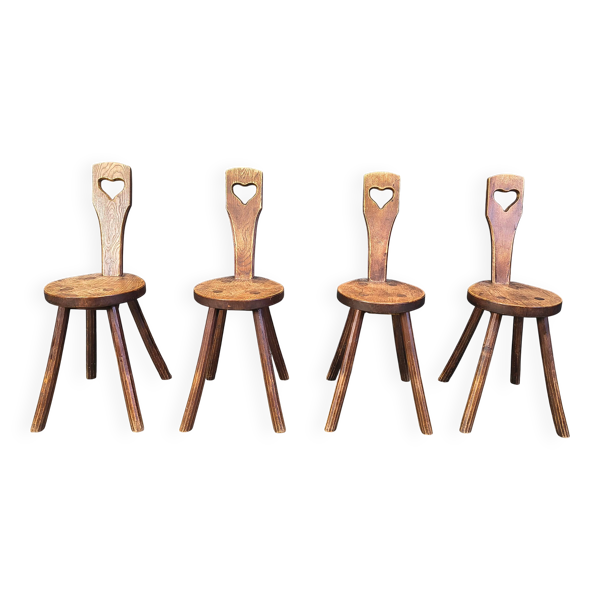 Chaises en forme de cœur brutalistes vintage, années 1960