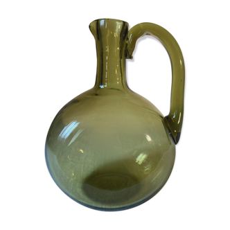 Green blown glass carafe