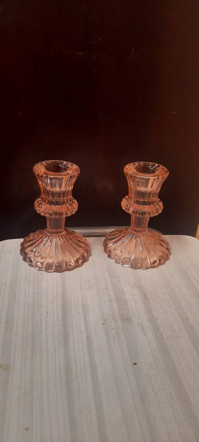 Pair of glass candlesticks