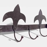 Antique French Provincial Wrought Iron Coat or Hat Rack with Fleur-de-Lis