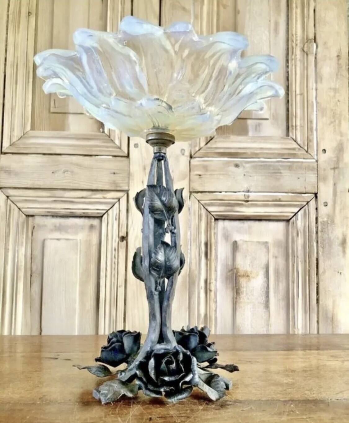 Art Deco Opalescent glass lamp R Frontisi Ezan 1930