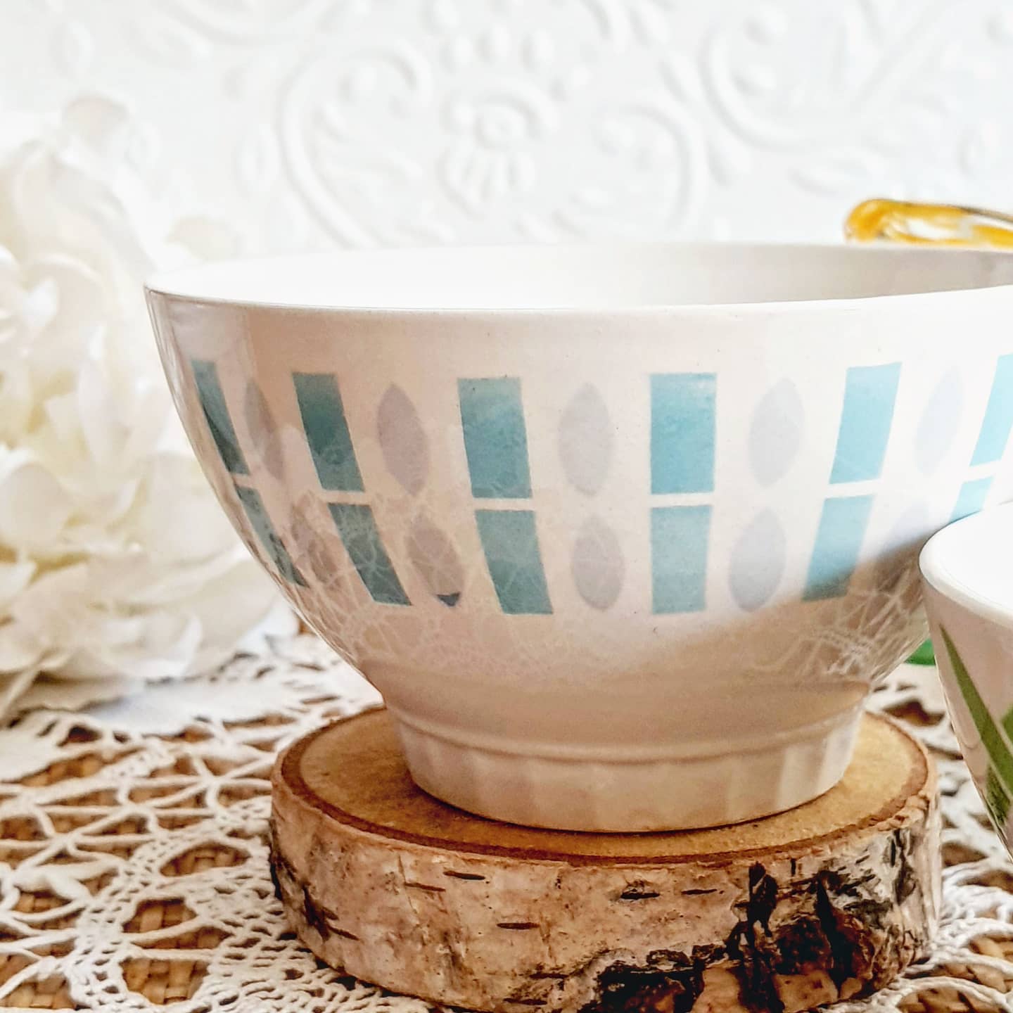Vintage bowl sky blue décor