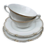 Pair of Limoges porcelain cups with gold trim