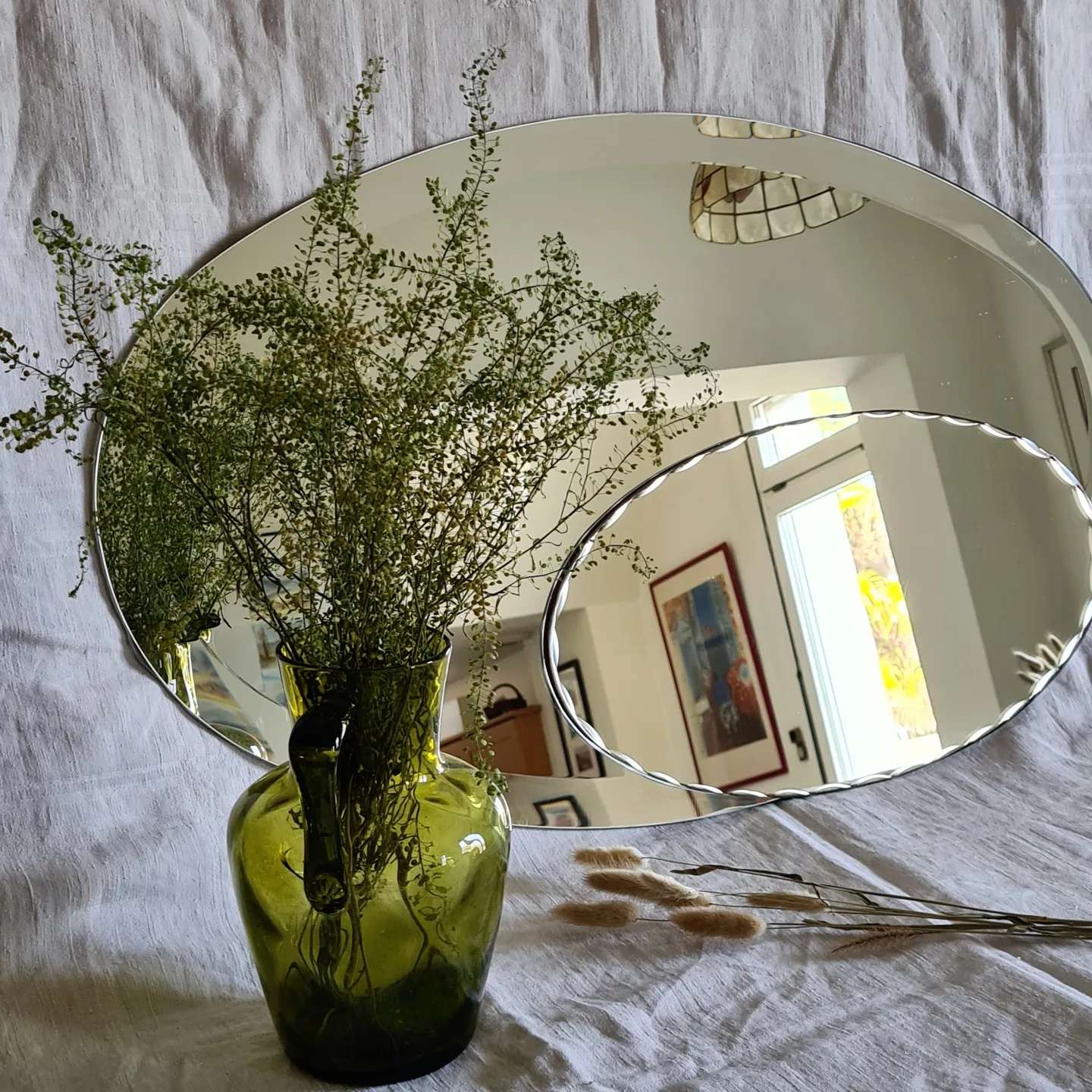 Beveled oval mirror