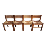 4 straw and wood chairs